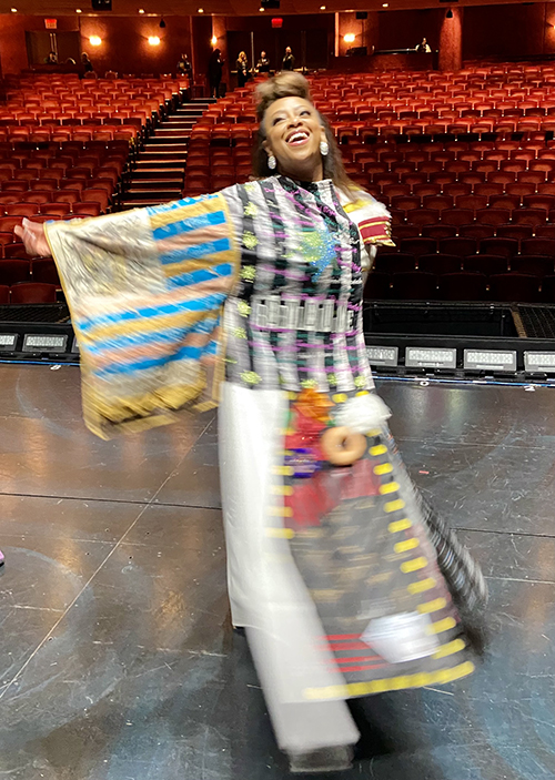 Judith Franklin spins onstage in the Legacy Robe.